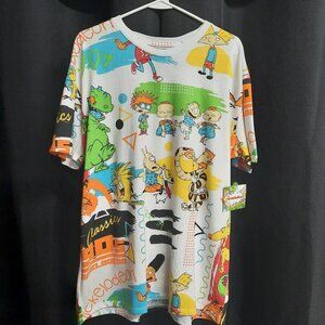 NWT Nickelodeon AOP T-shirt Men's Size XL 90s Cartoon Nostalgia Colorful